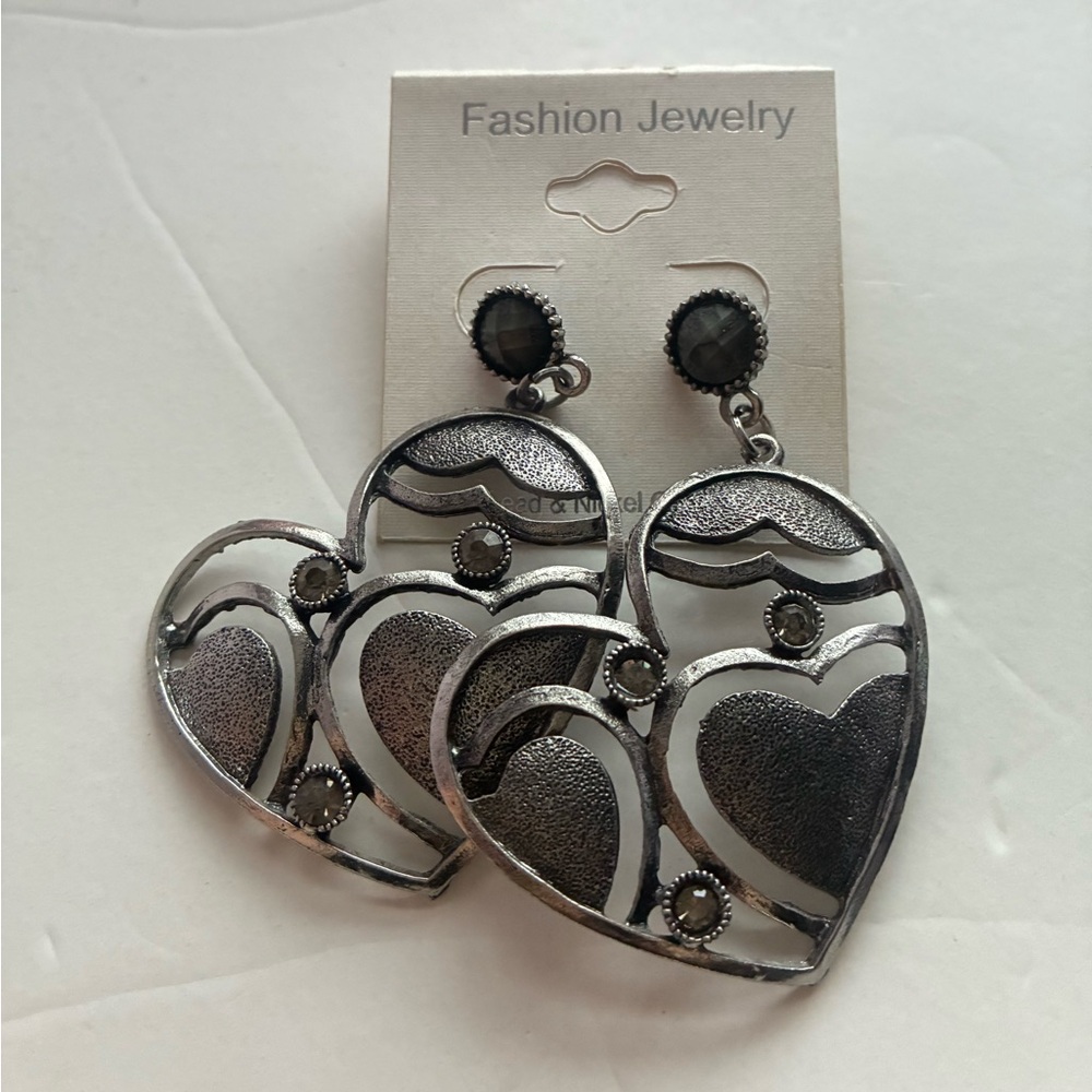 Stylish Silver Heart Earrings